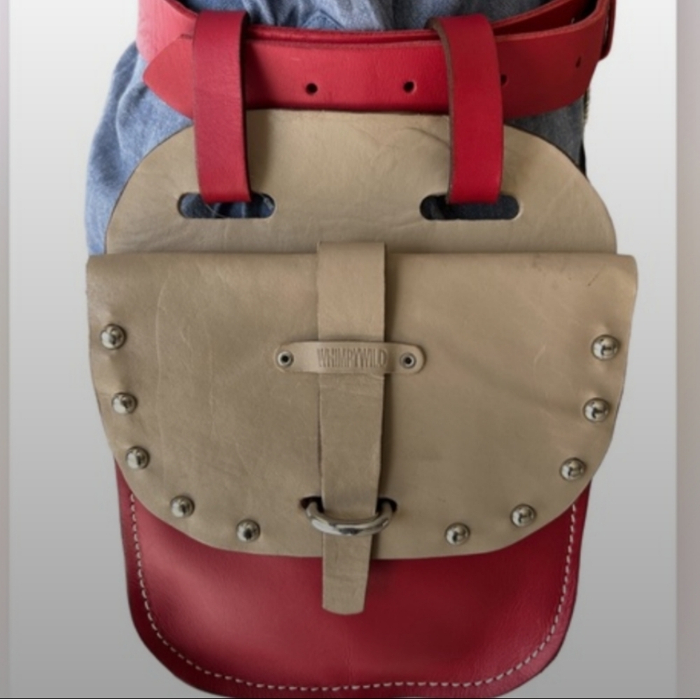 Red and Cream Leather Belt Bag